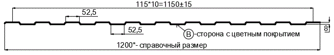 Фото: Профнастил С8 х 1150 - B (ПЭ-01-7024-0.4±0.08мм) в Щелково