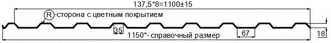 Фото: Профнастил МП20 х 1100 - R (ПЭ-01-7016-0.4±0.08мм) в Щелково