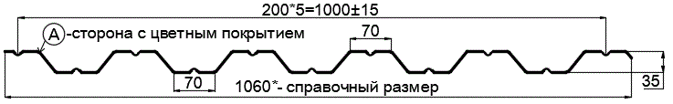 Фото: Профнастил НС35 х 1000 - A (ПЭ-01-1015-0.45) в Щелково