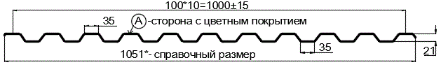 Фото: Профнастил С21 х 1000 - A (ПЭ-01-1014-0.4±0.08мм) в Щелково