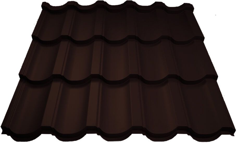 Металлочерепица МП Трамонтана-S (VALORI-20-DarkBrown-0.5)